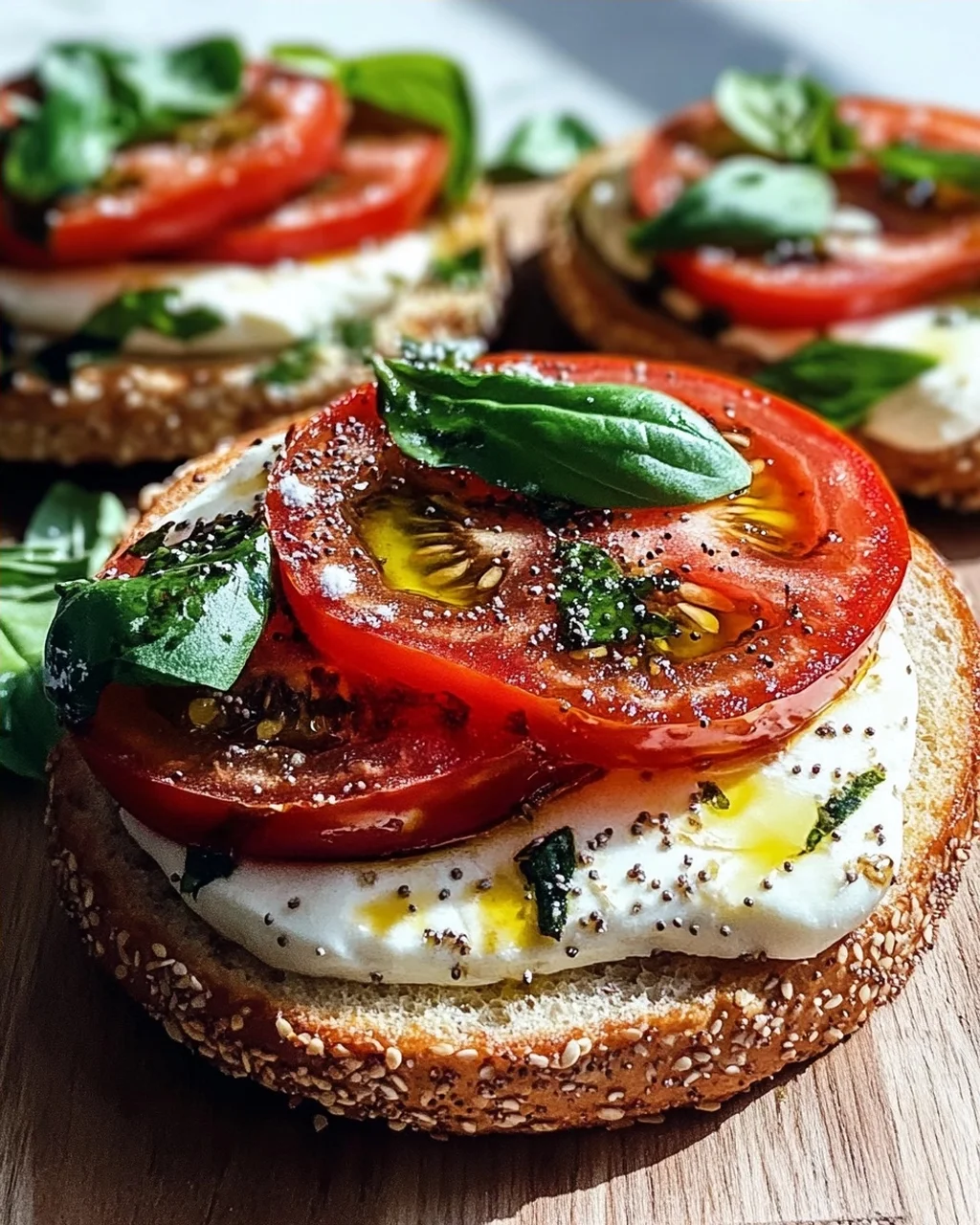 Bagel mit Tomate und Mozzarella