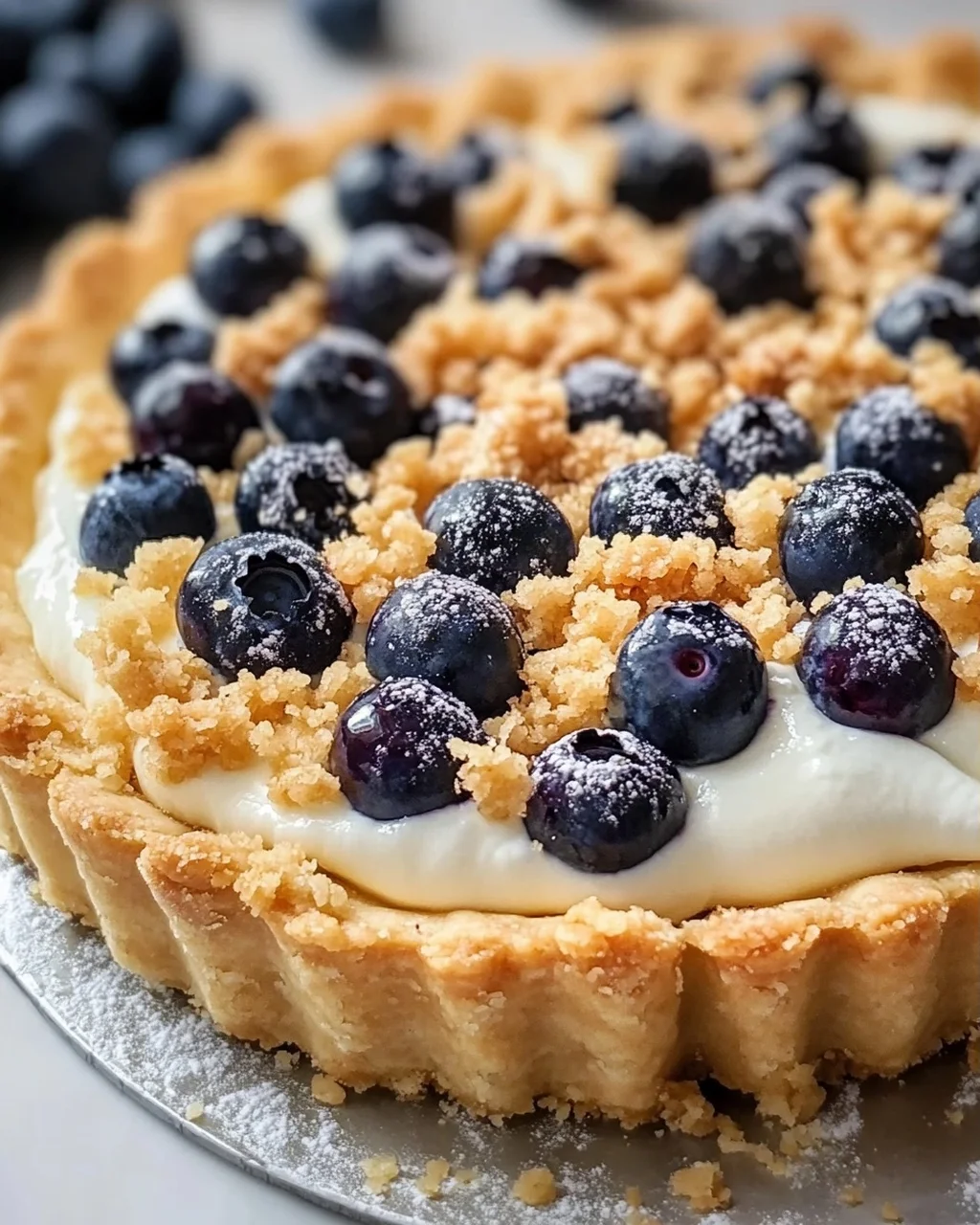 Blaubeer-Tarte mit Vanille-Schmand und Streuseln
