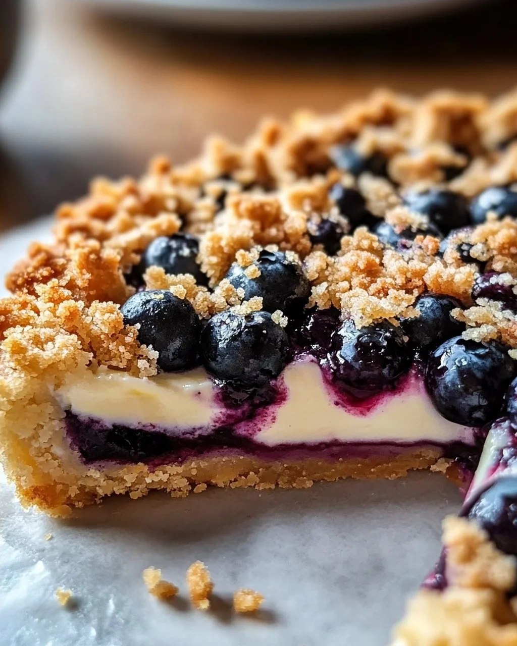 Blaubeer-Tarte mit Vanille-Schmand und Streuseln