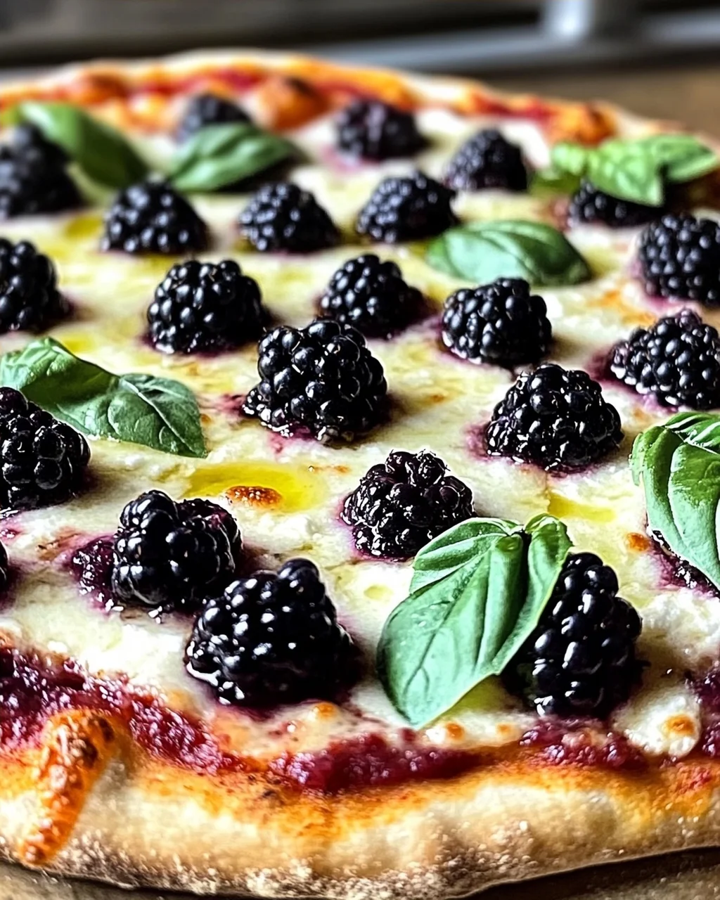 Brombeer-Basilikum-Ricotta-Pizza für den Sommerzauber