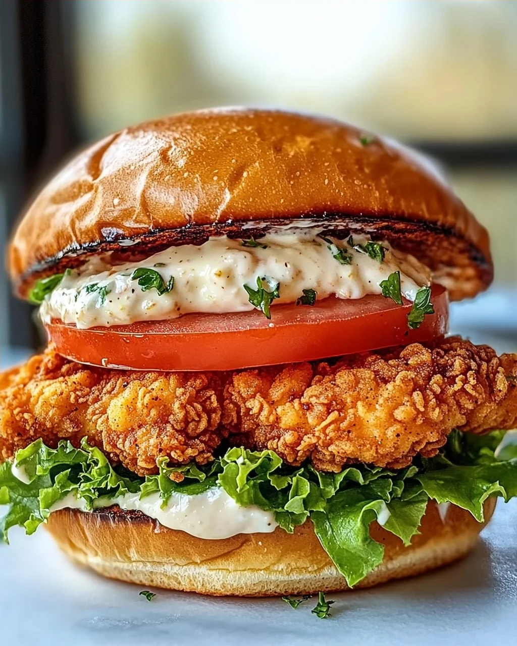 Cajun Crispy Chicken Sandwich mit Knoblauch-Aioli Rezept