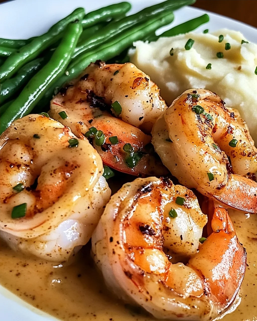 Cajun Garnelen mit Knoblauchcreme und Beilagen