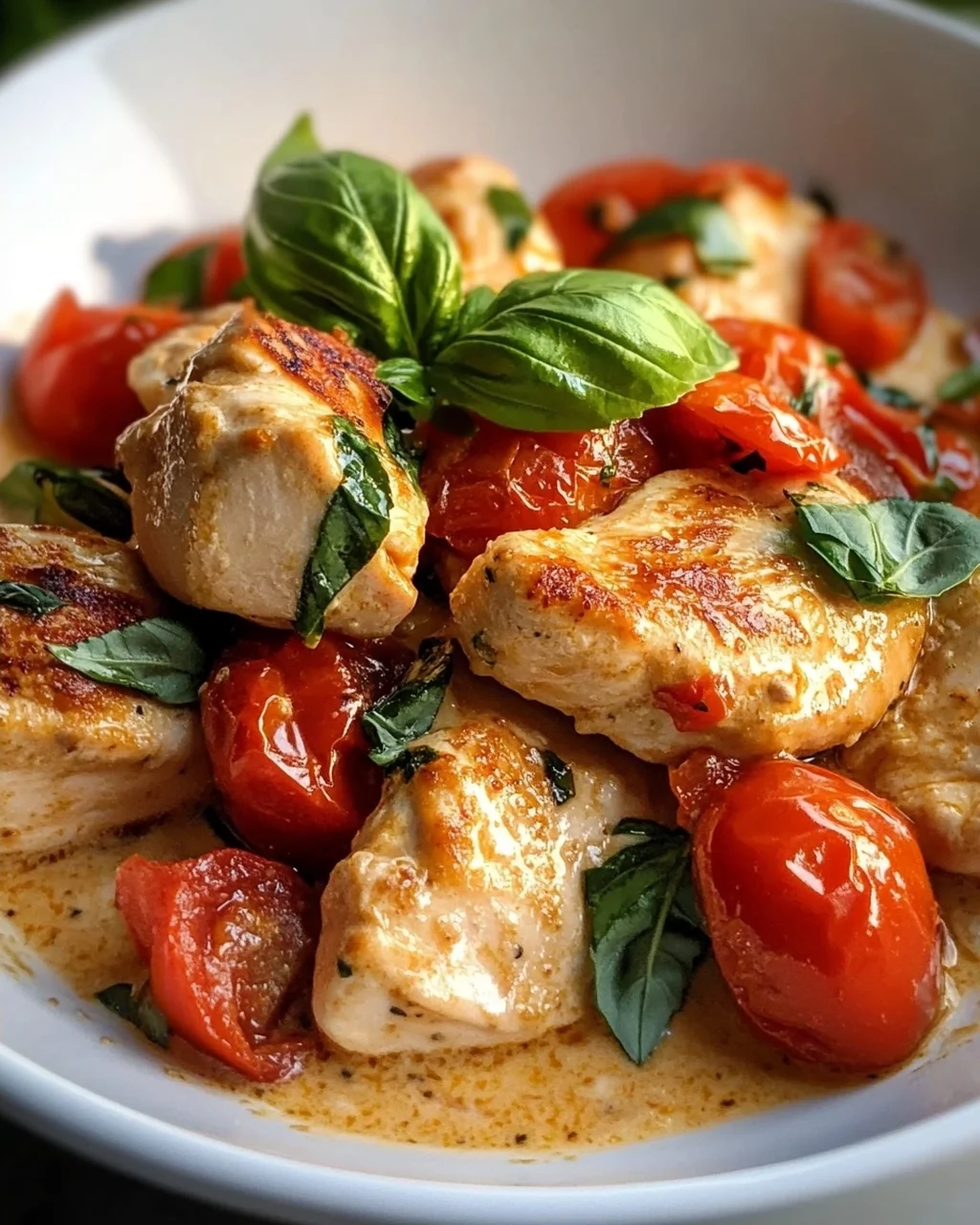 Cremiges Hähnchen mit Tomaten & Basilikum – Schnell & Lecker!