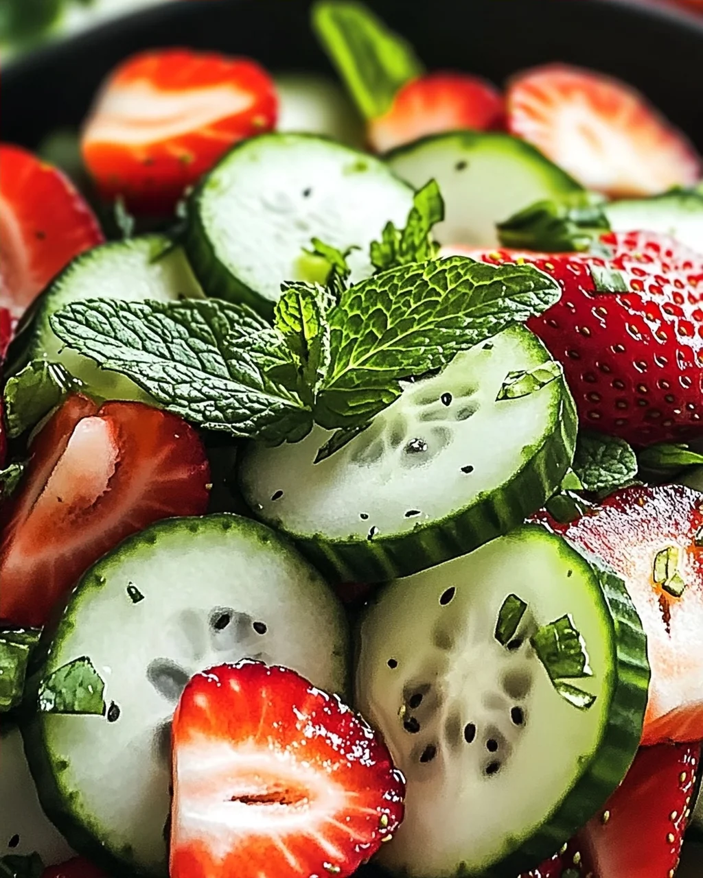 Erfrischender Gurken-Erdbeer-Salat mit Minze