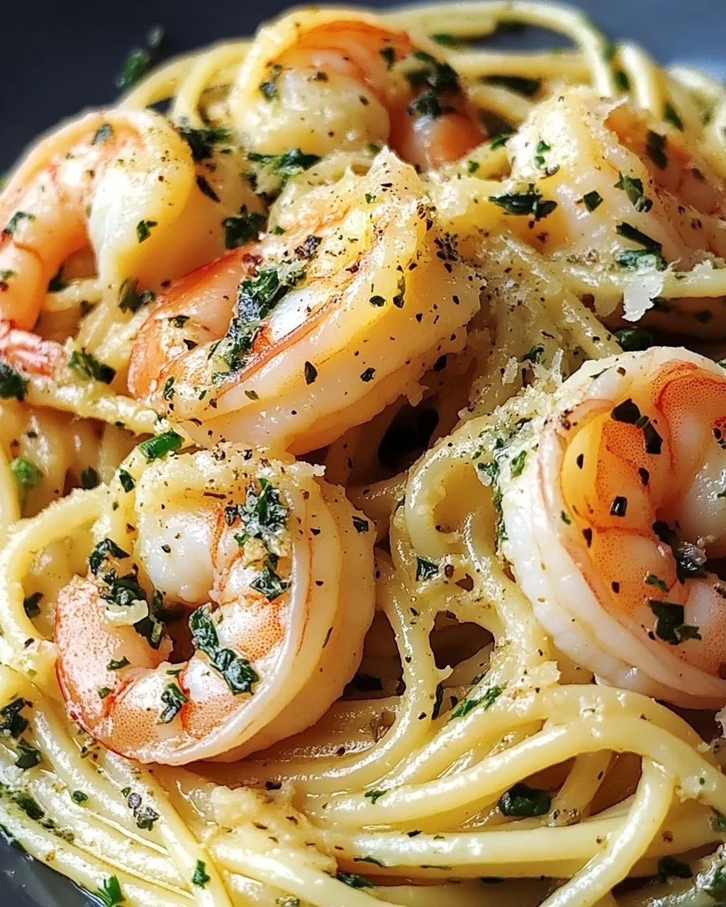 Garnelen Pasta mit Kräuterbutter und Knoblauch