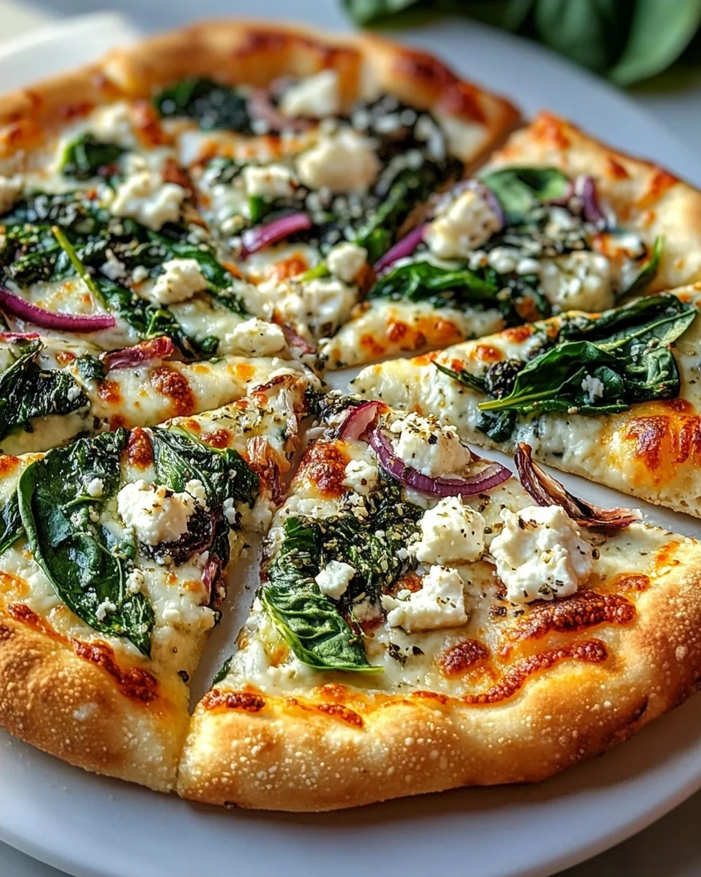 Griechische Pizza: Gerösteter Knoblauch & Spinat Genuss!