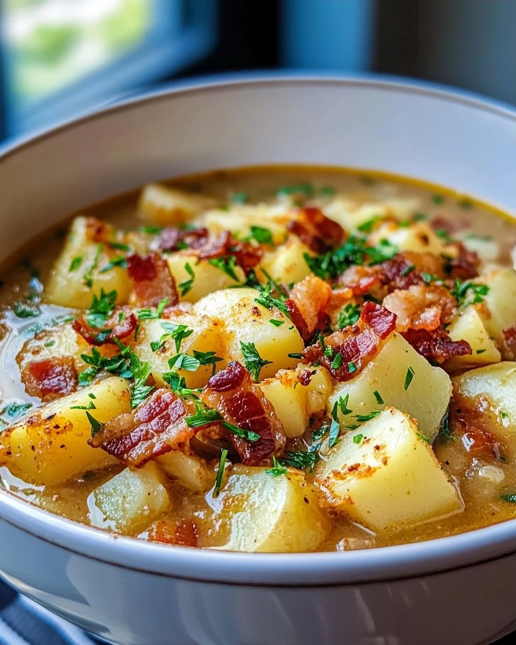 Herzhafter Kartoffel Kohlrabi Eintopf mit Speckwürfeln Rezept
