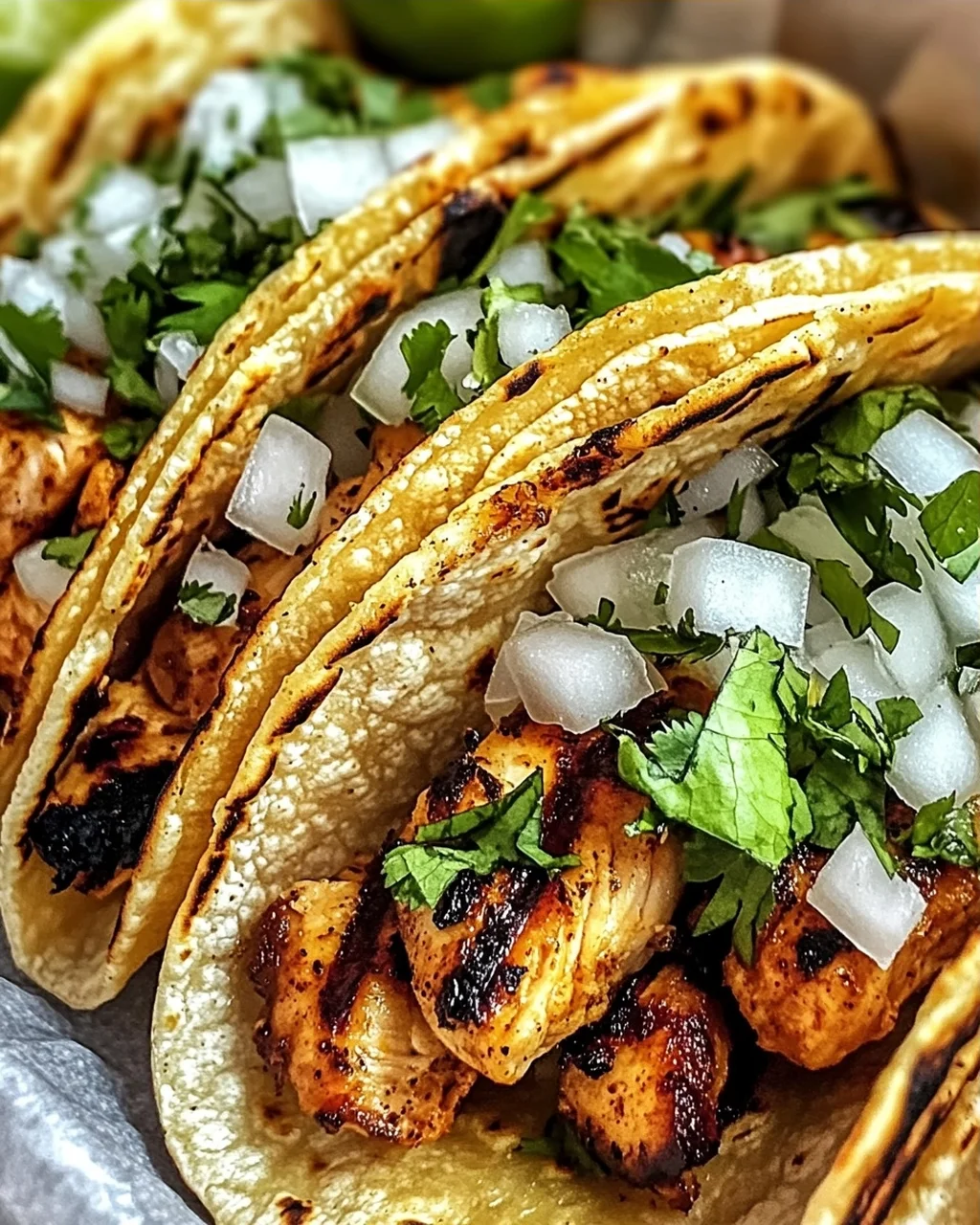 Hühnchen Straßen Tacos mit frischen Toppings