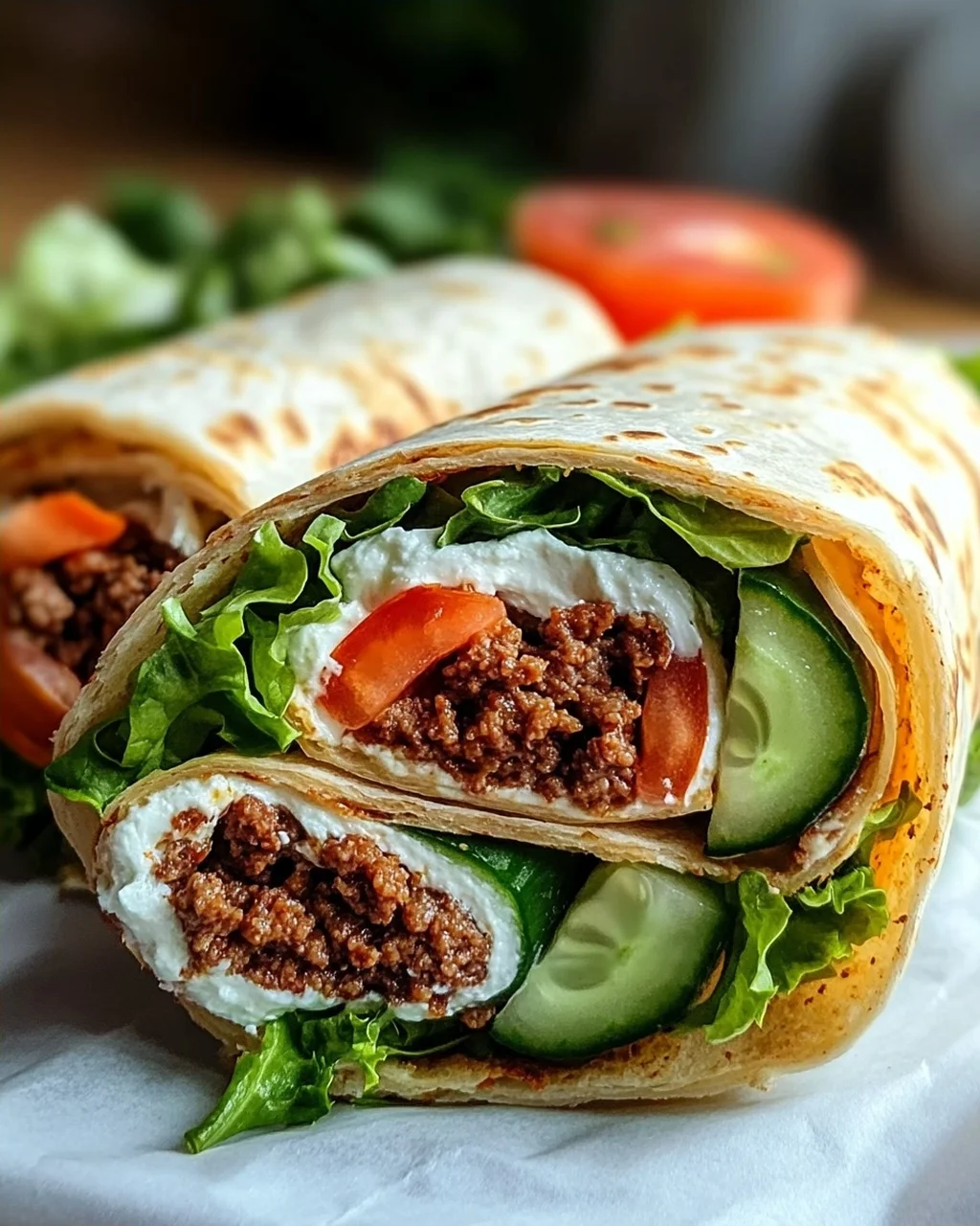 Kalorienarmer Burger-Wrap unter 250 Kalorien