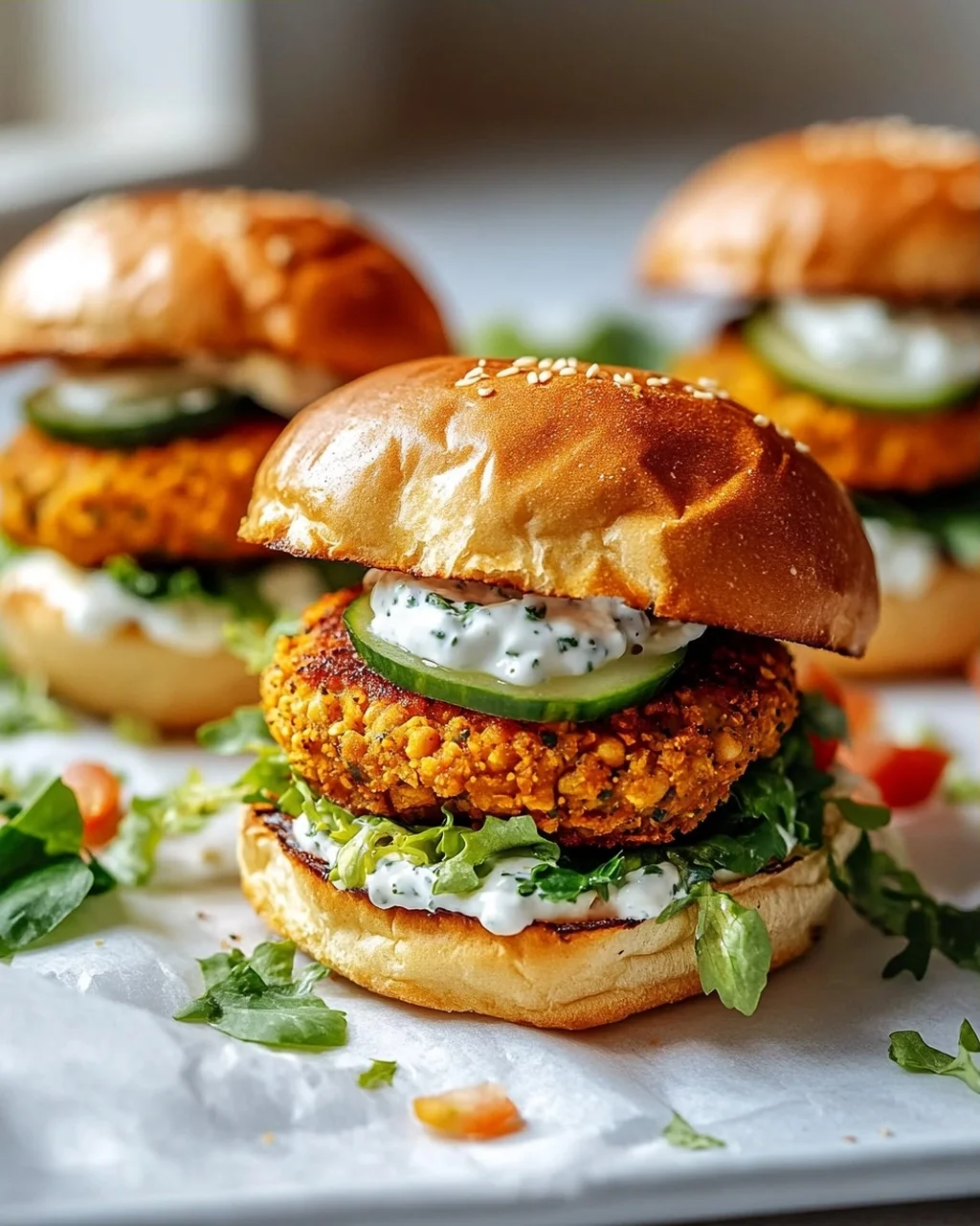 Kichererbsen-Burger mit Mini-Brötchen