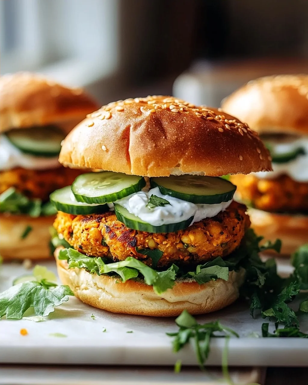 Kichererbsen-Burger mit Mini-Brötchen