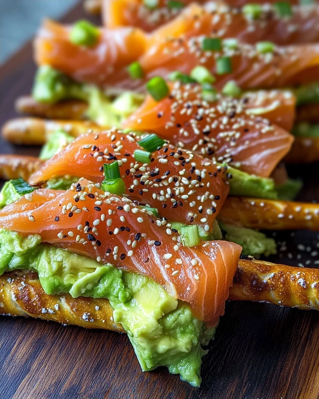 Lachs Avocado Laugenstange mit Topping
