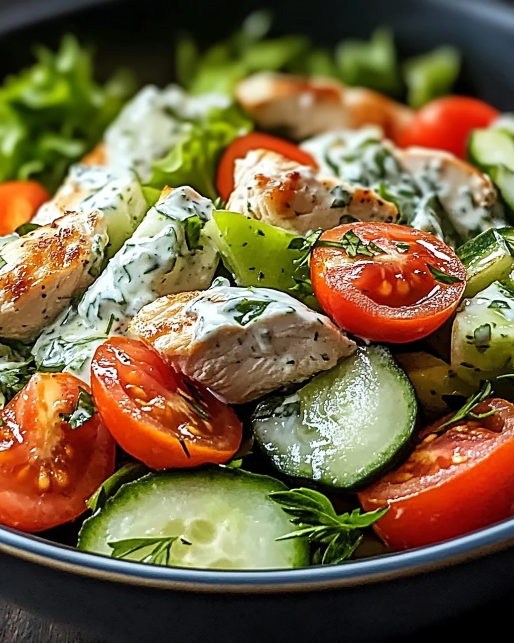 Mediterraner Tzatziki-Hähnchensalat