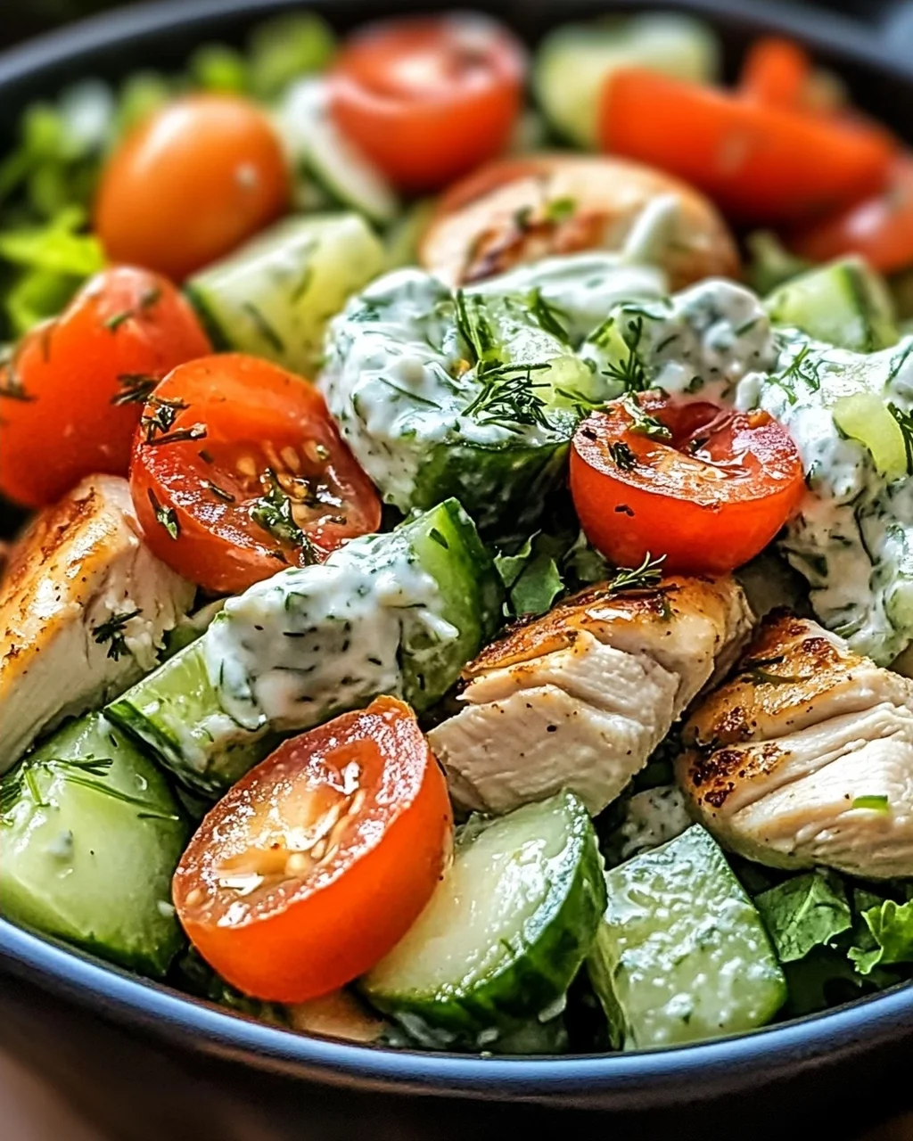 Mediterraner Tzatziki-Hähnchensalat