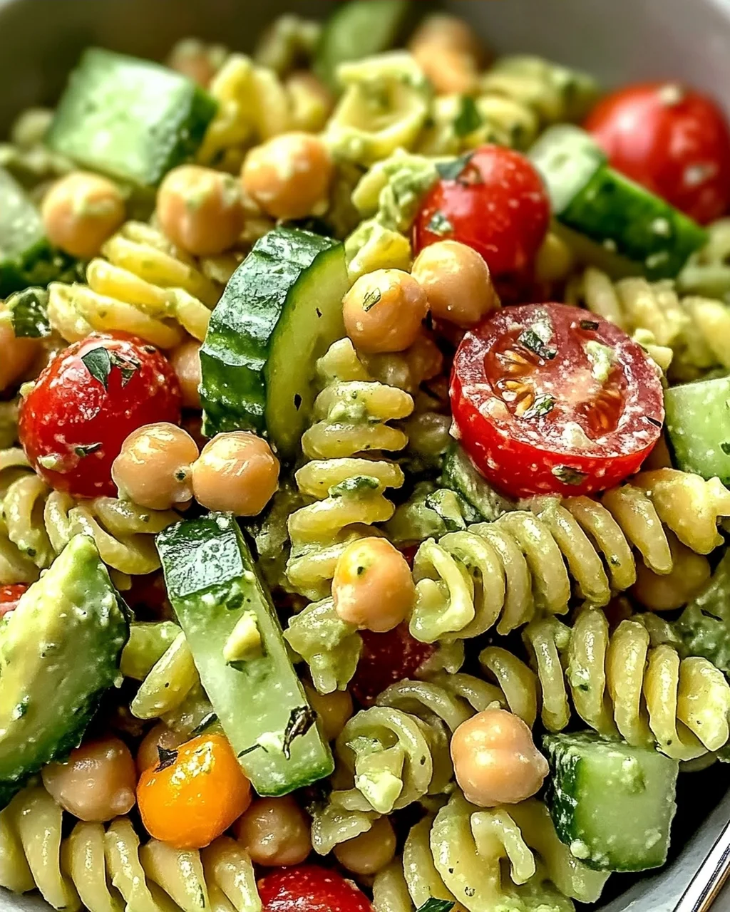 Milchfreier Avocado-Nudelsalat für den Sommer