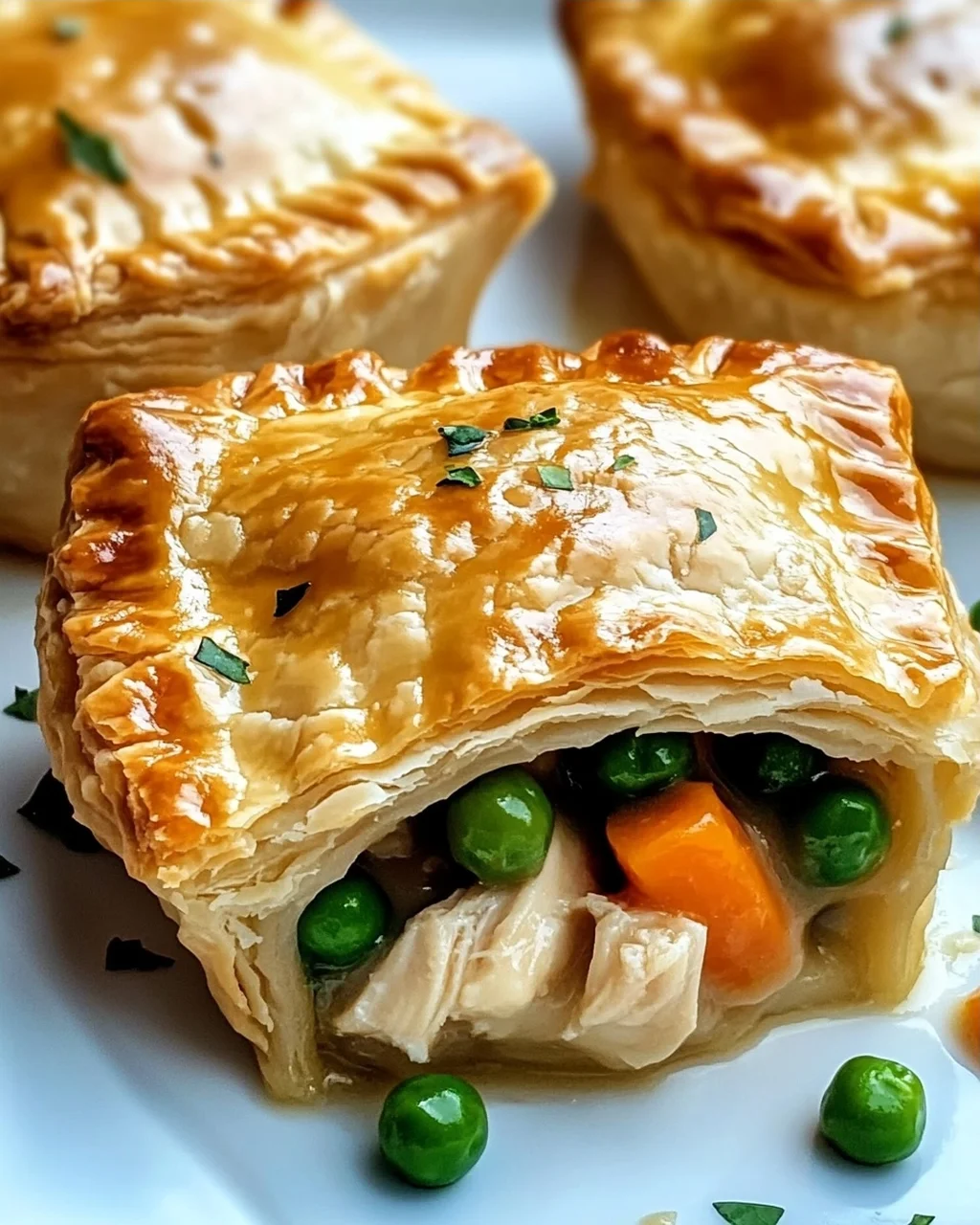 Mini-Hühnchentopf-Pasteten mit Blätterteig genießen