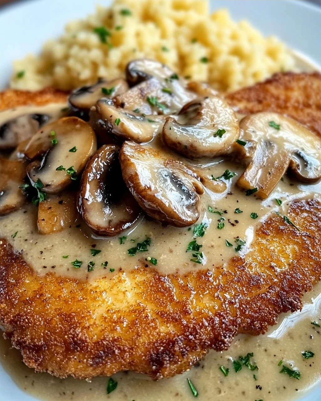 Naturschnitzel in Champignonrahmsauce