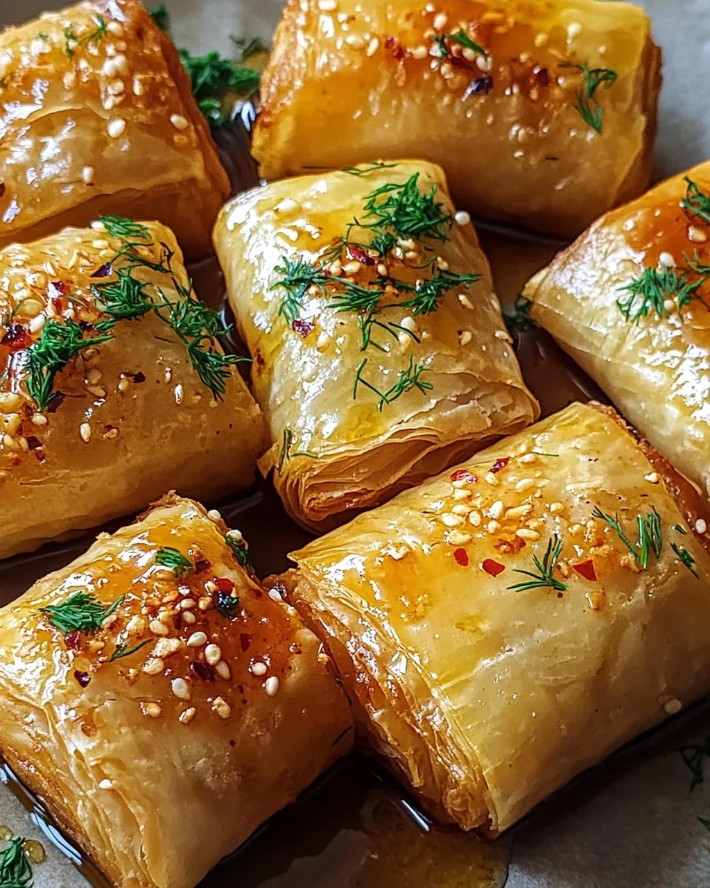 Ofenfrittierte Feta-Röllchen mit Chili-Honig Snacktraum