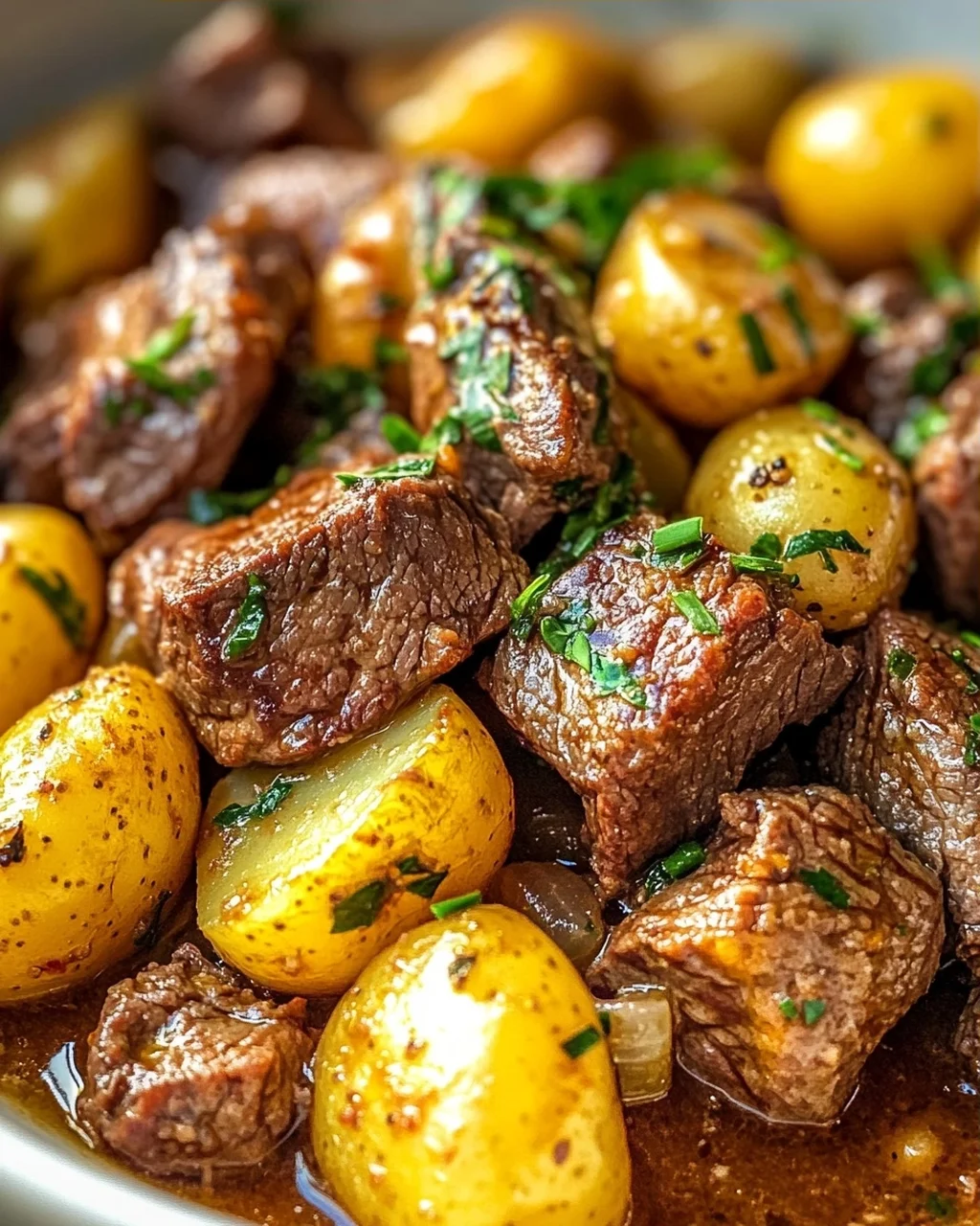 One Pot Slow Cooker Knoblauchbutter-Rindfleisch mit Kartoffeln