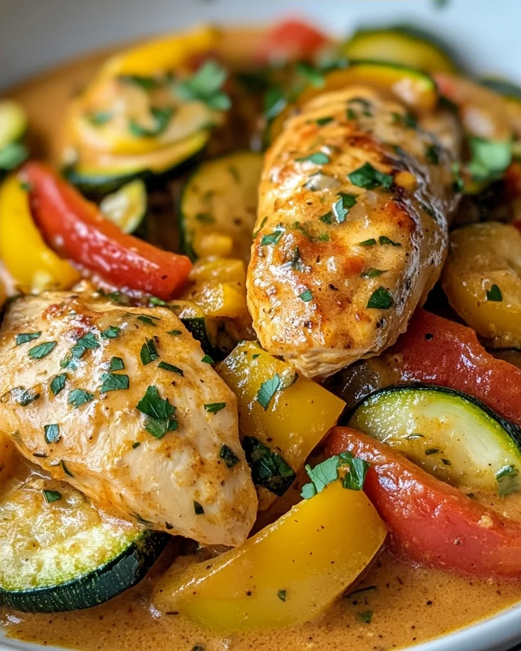 Paprika Zucchini Sahne Hähnchen