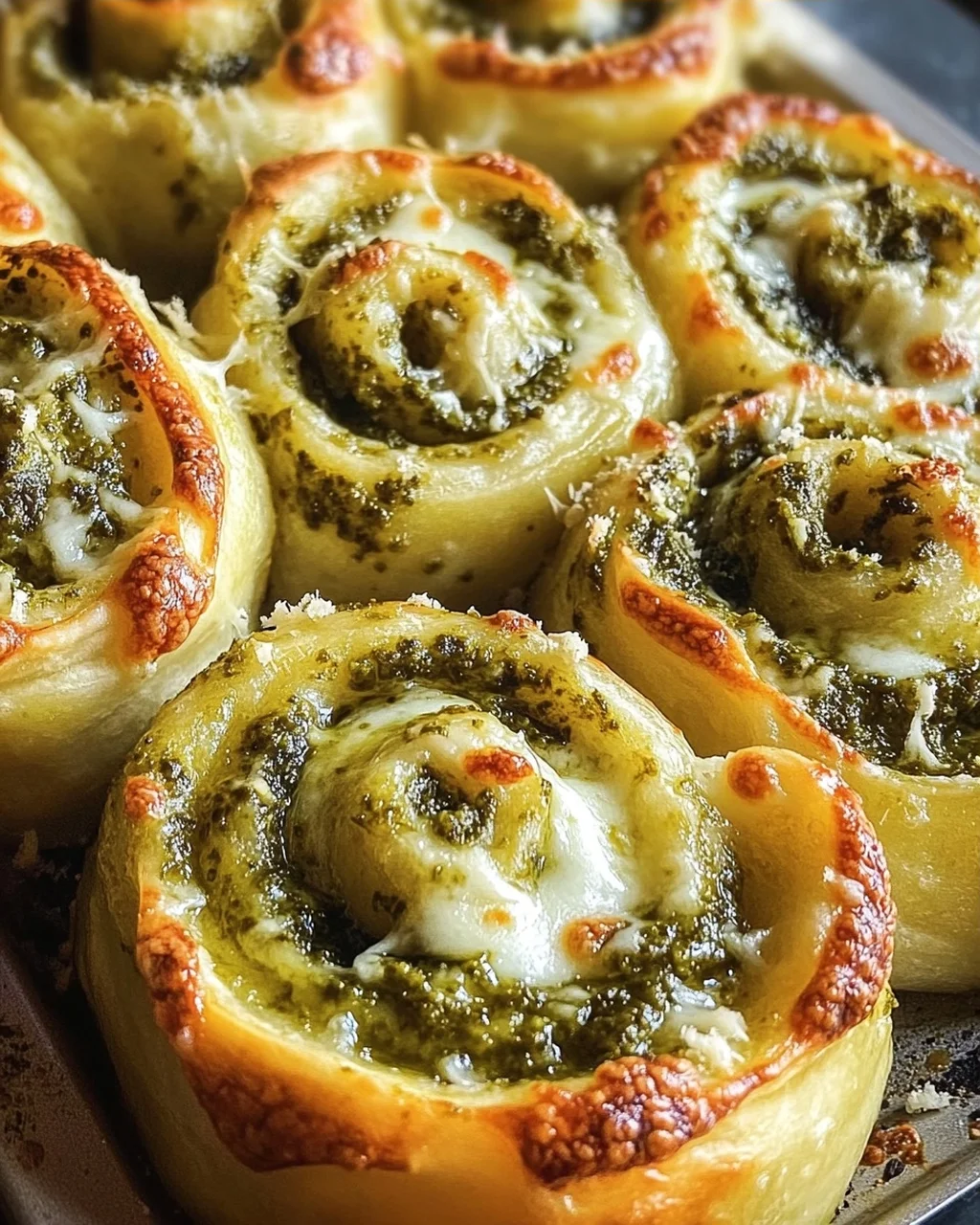 Pizzaschnecken mit Pesto und Mozzarella