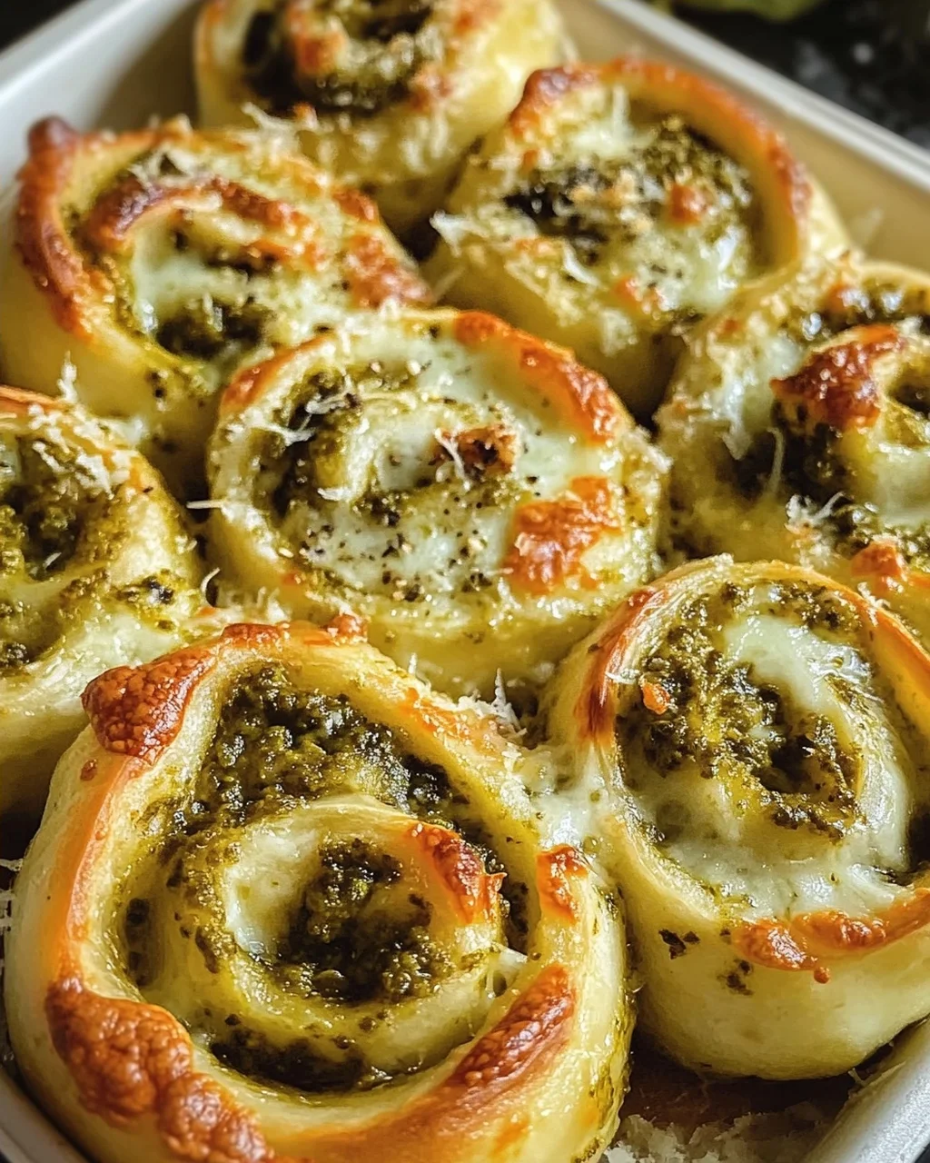Pizzaschnecken mit Pesto und Mozzarella