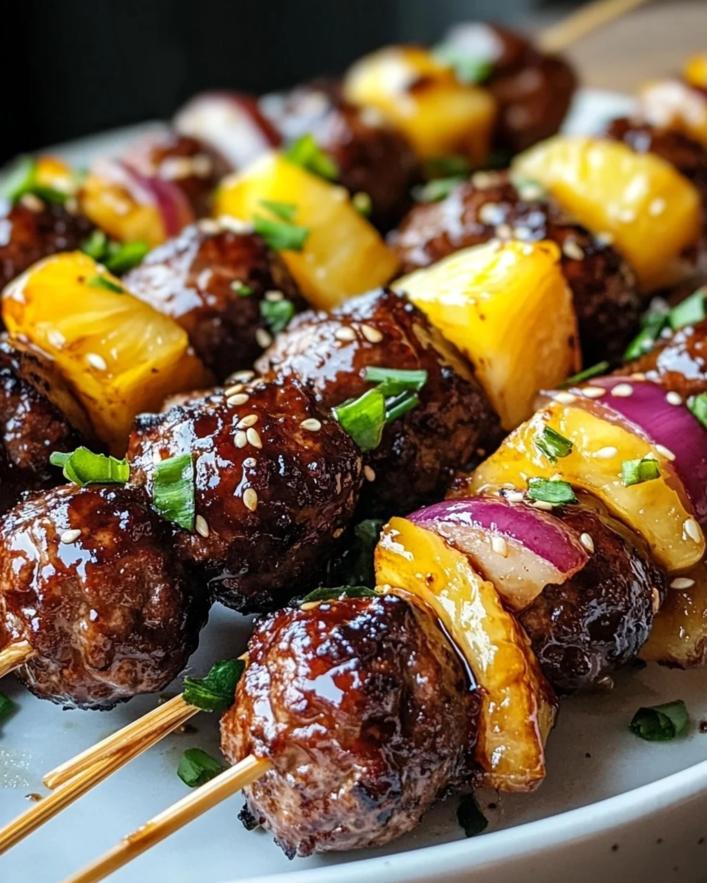 Rezept: Teriyaki Ananas Fleischbällchen-Spieße – Schnell & Lecker!