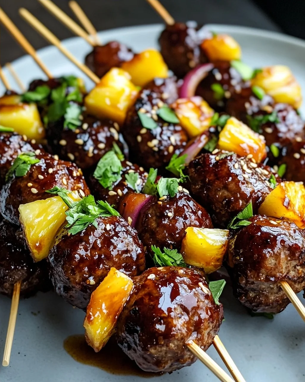 Rezept: Teriyaki Ananas Fleischbällchen-Spieße – Schnell & Lecker!
