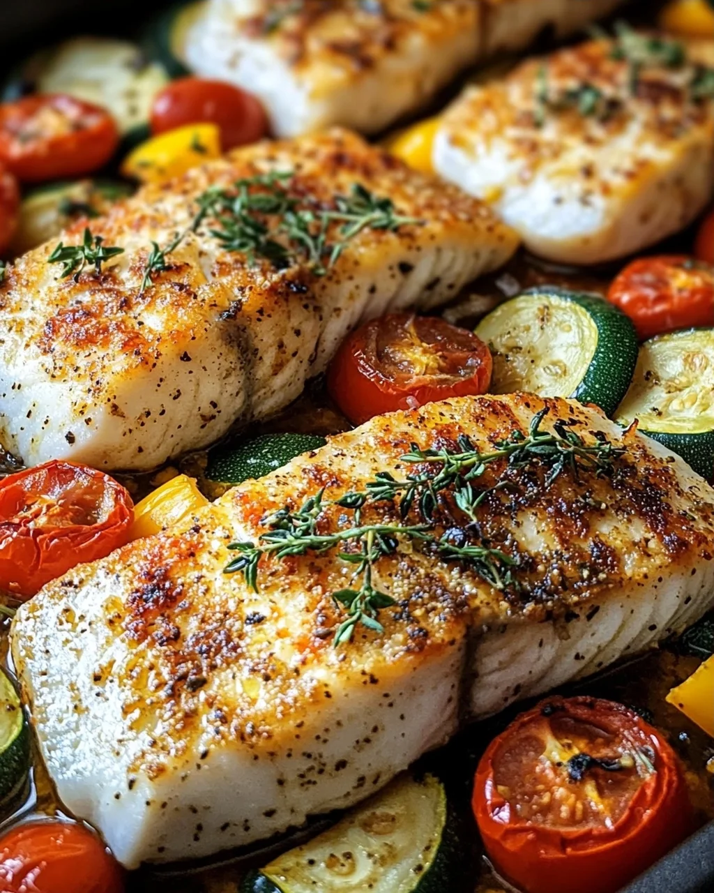 Rezept für mediterran gebackene Fischfilets mit Gemüse