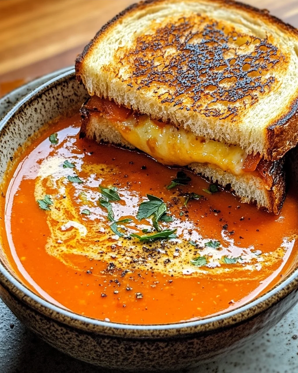 Roasted Tomato Soup mit Grilled Cheese Sandwich
