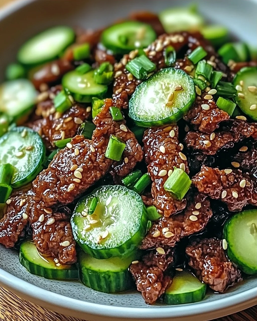 Scharfes Keto Koreanisches Hackfleisch mit Gurkensalat