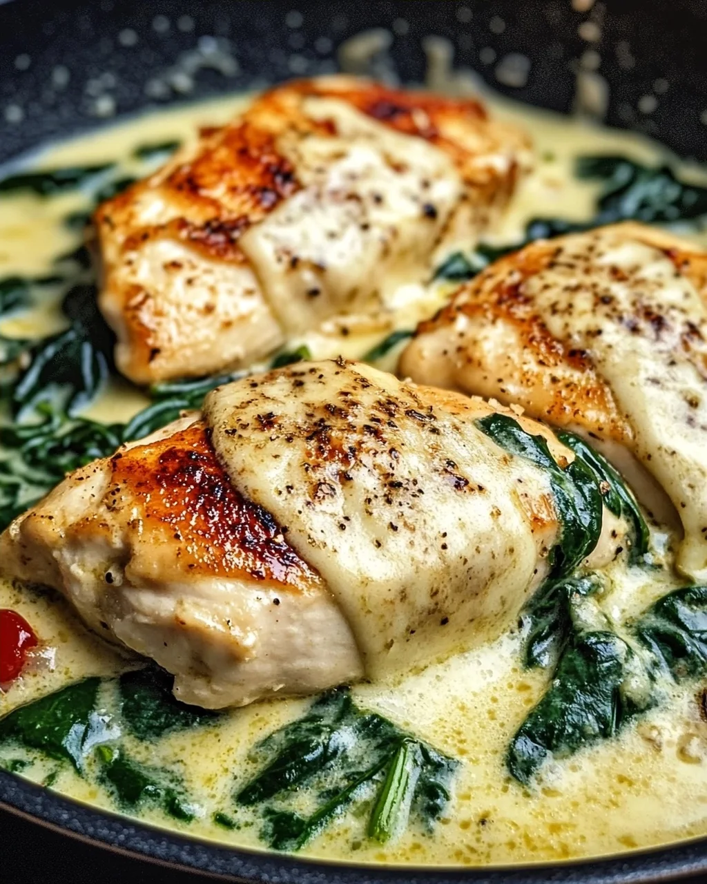 Spinat Parmesan Hähnchen