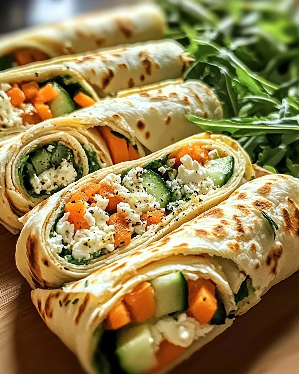 Tortilla-Rollen mit Feta