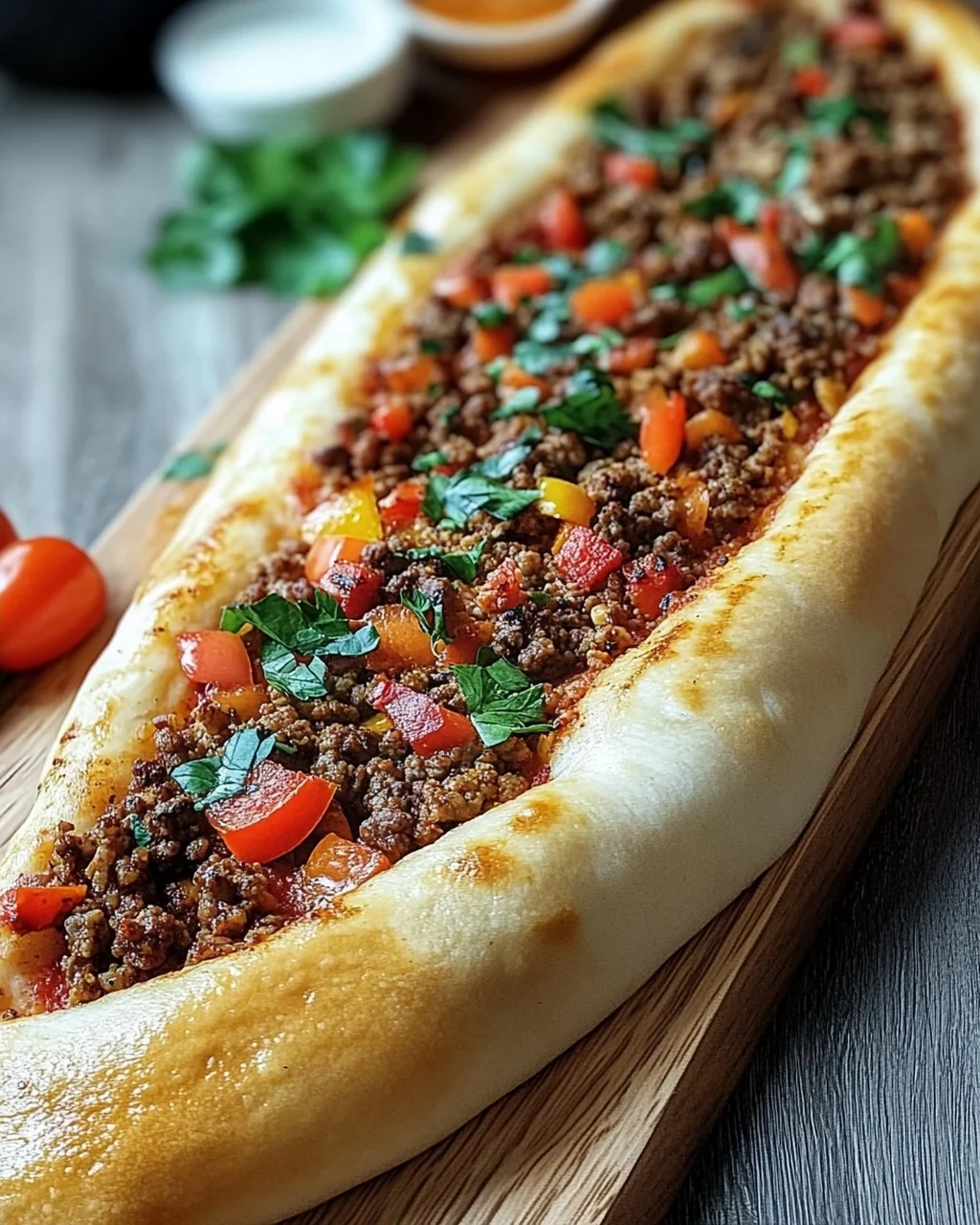 Türkische Pide mit Hackfleisch