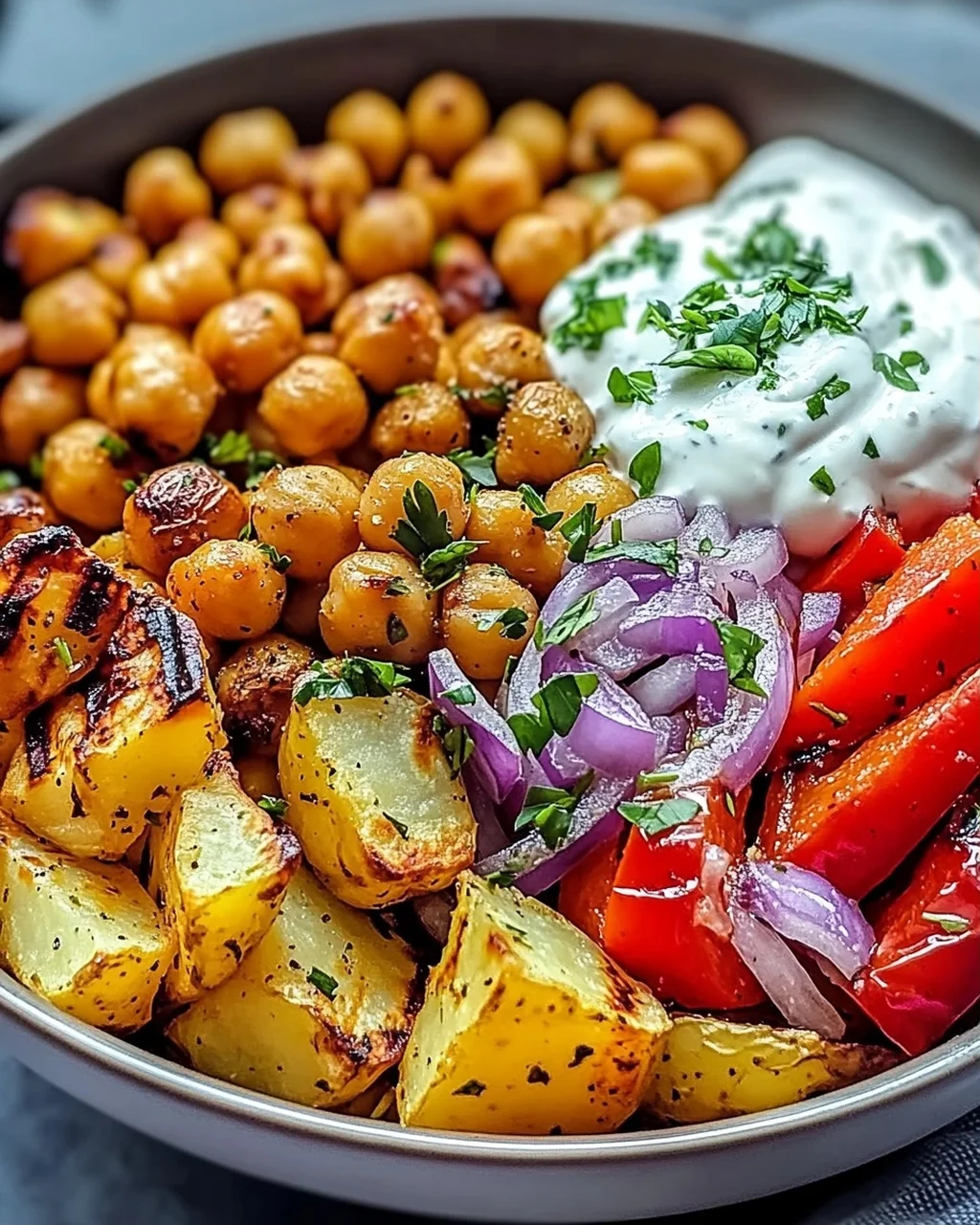 Vegan Mediterrane Gegrillte Gemüse Schüssel Genuss