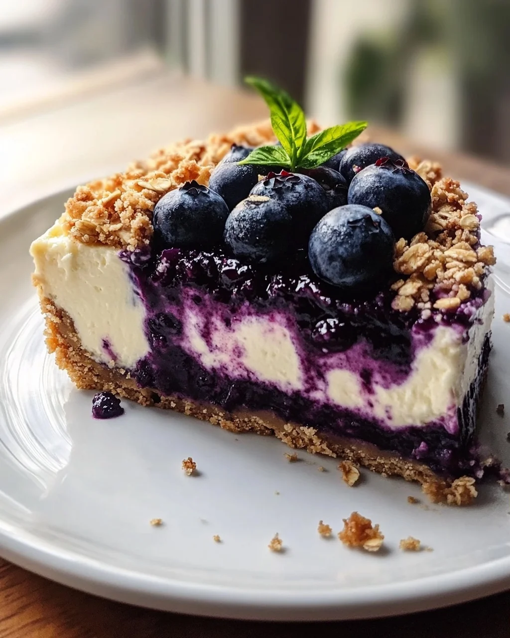 Veganer Blaubeer-Crumble-Cheesecake mit Cashew-Creme Rezept