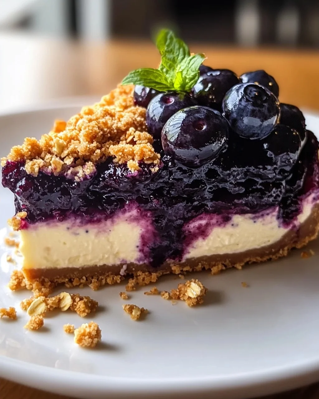 Veganer Blaubeer-Crumble-Cheesecake mit Cashew-Creme Rezept