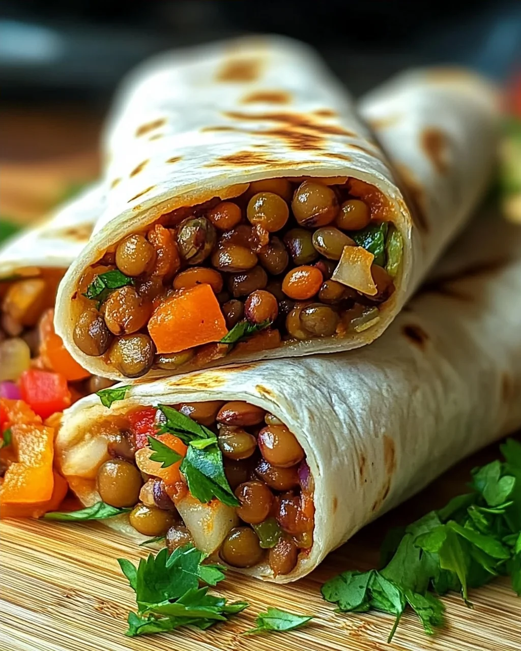 Vegetarische Burritos mit Linsen und Walnüssen