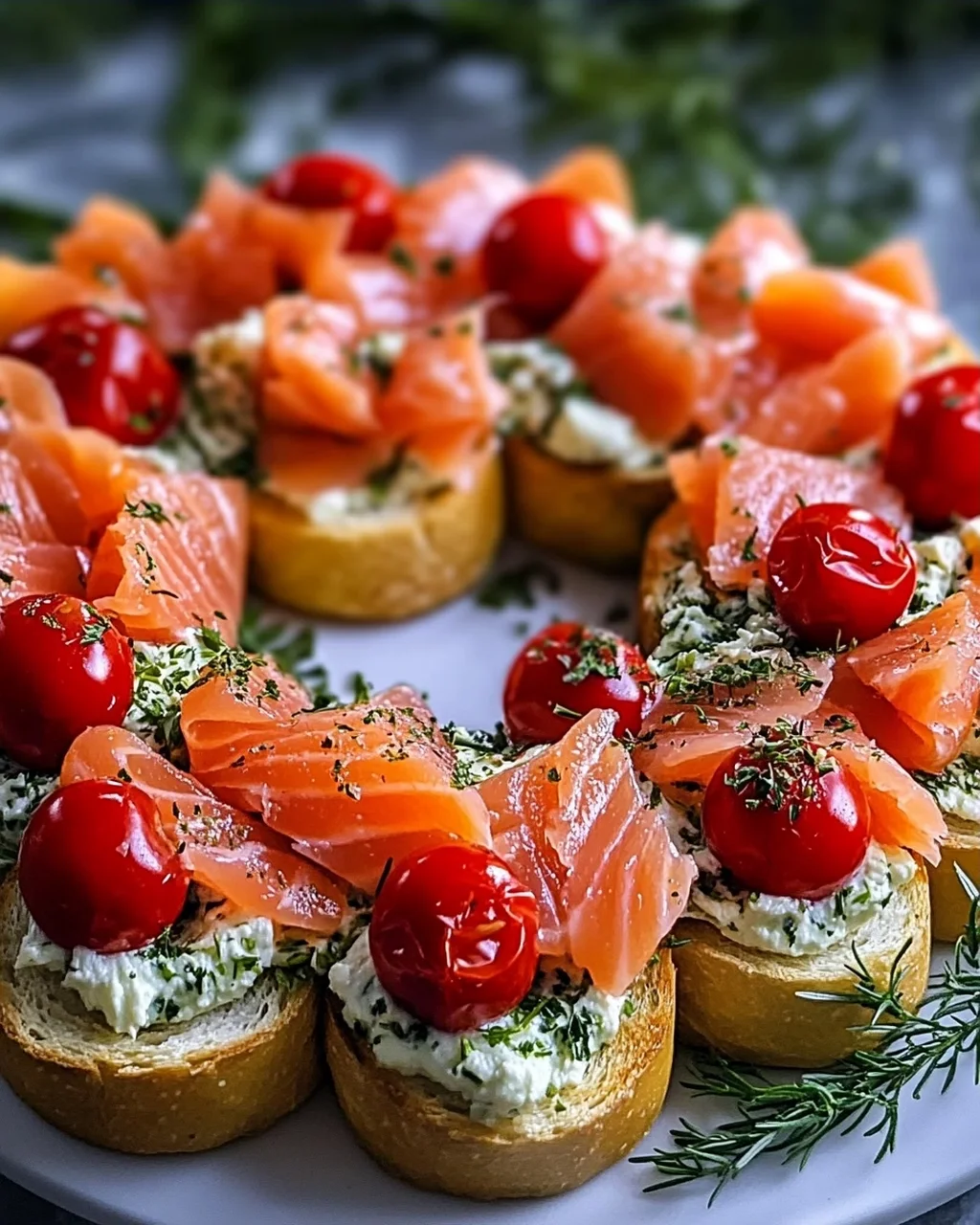 Weihnachtslachs Bruschetta Kranz Rezept für festliche Genussmomente