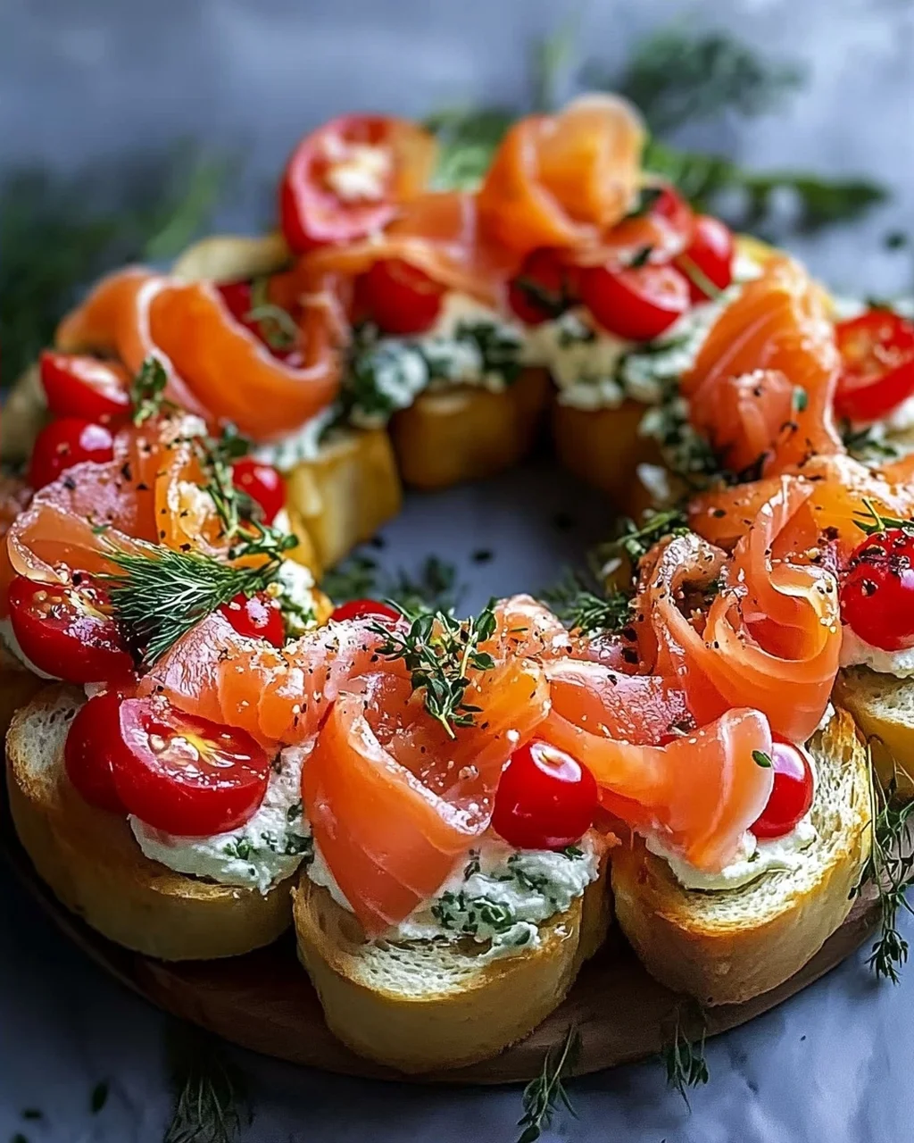 Weihnachtslachs Bruschetta Kranz Rezept für festliche Genussmomente
